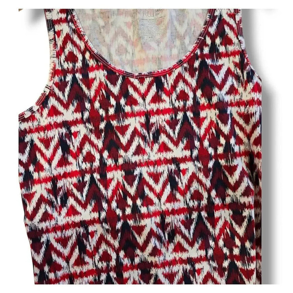Time and Tru Women's Plus Size Rib Tank Top Shirt Ikat Red/White Print - xxxl​ - Picture 2 of 7